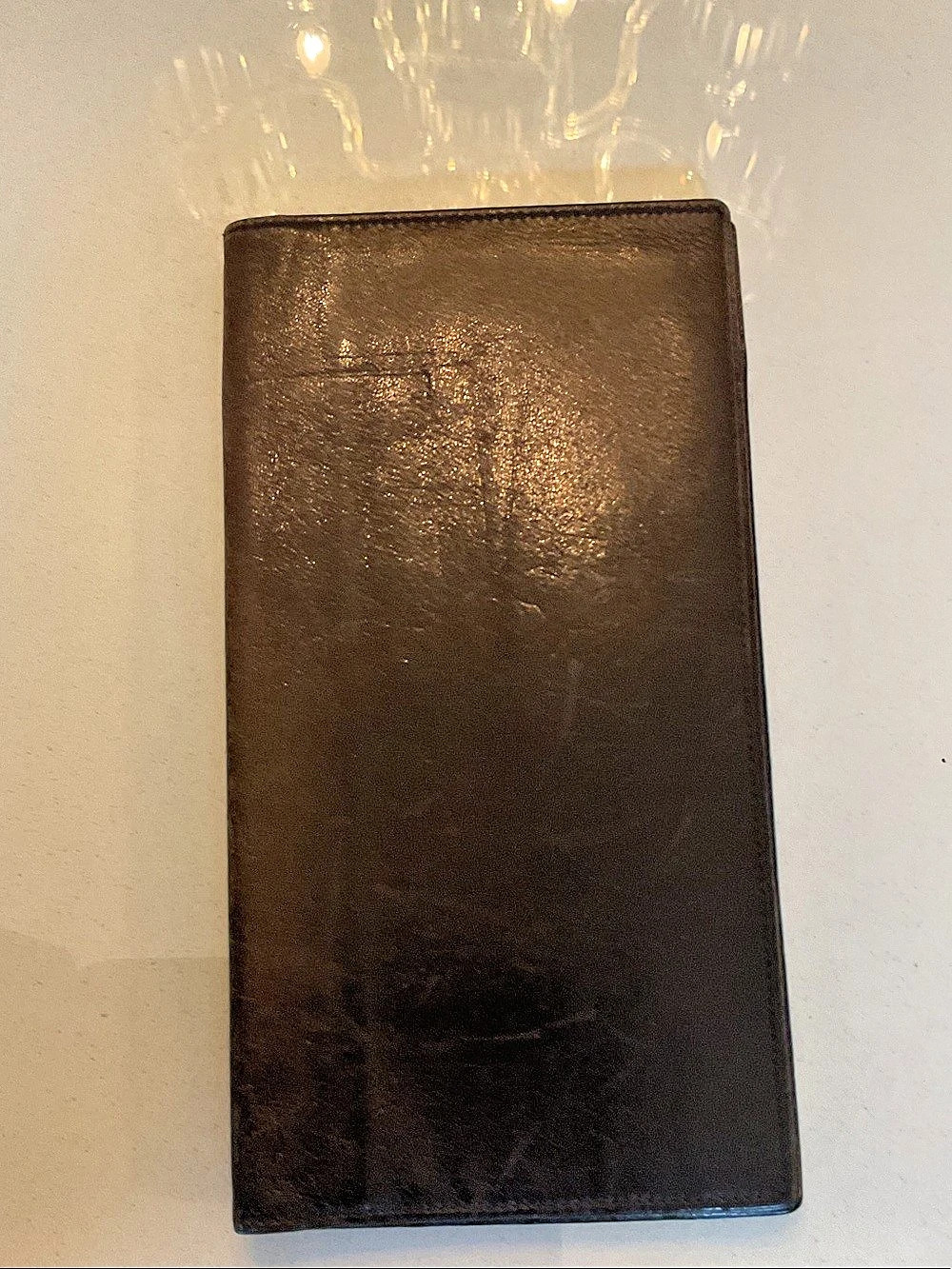 John Stizzoli Leather Bi-Fold Wallet in Black when closed 71/2 by 4